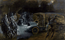 Load image into Gallery viewer, 12th Lancers in Pickfords’ Motors Surprise Uhlans, 1914 - Lionel Edwards (1878-1966)
