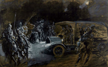 Load image into Gallery viewer, 12th Lancers in Pickfords’ Motors Surprise Uhlans, 1914 - Lionel Edwards (1878-1966)