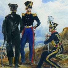 Load image into Gallery viewer, Royal Horse Artillery Officers and an Officer of the Rifle Brigade, 1832
