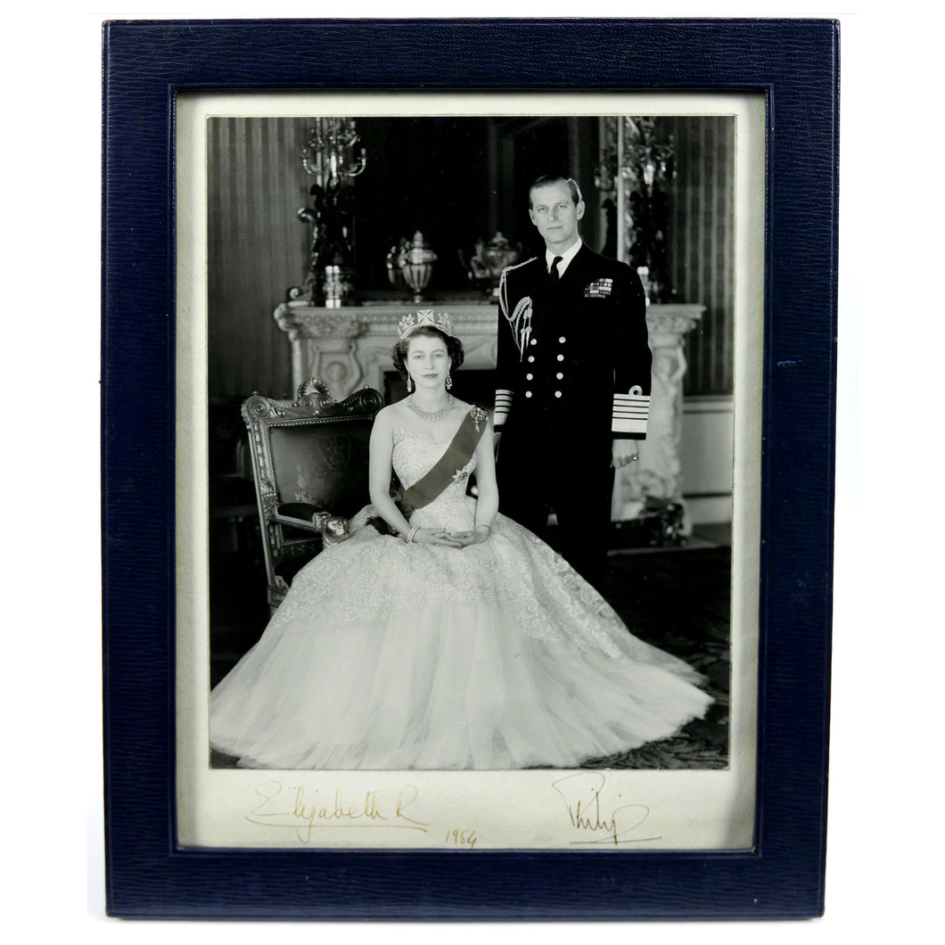 Signed Royal Presentation Portrait of Elizabeth II and the Duke of Edinburgh, 1954
