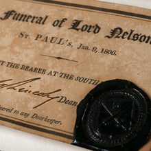 Load image into Gallery viewer, Lord Nelson Funeral Ticket - A Pass for the State Funeral, 1806