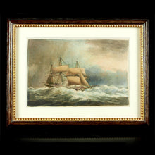 Load image into Gallery viewer, A Three Masted Barque in Heavy Weather - Thomas Lyde Hornbrook (1807-1855)