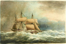 Load image into Gallery viewer, A Three Masted Barque in Heavy Weather - Thomas Lyde Hornbrook (1807-1855)