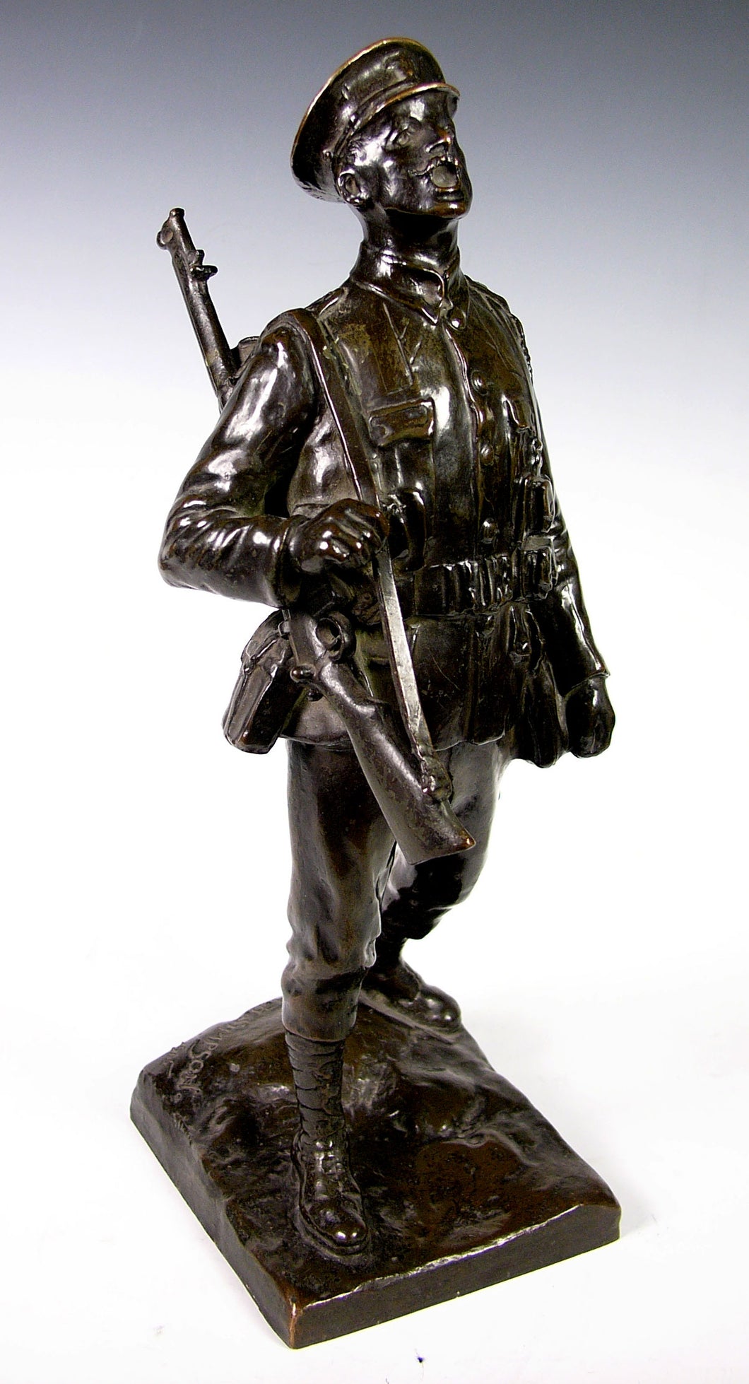 Early 20th Century Bronze Figure of an ‘Old Contemptible’, signed and dated 1915