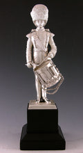 Load image into Gallery viewer, A George V Silver Regimental Presentation Figure of a Irish Guards Drummer by Carrington & Co., Hallmarked London 1933