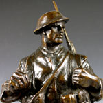 Load image into Gallery viewer, Early 20th Century Bronze Model of a British Infantryman of the Great War on integral naturalistic base, by William McMillan, C.V.O., R.A. (1887-1977), signed and circa 1925
