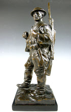 Load image into Gallery viewer, Early 20th Century Bronze Model of a British Infantryman of the Great War on integral naturalistic base, by William McMillan, C.V.O., R.A. (1887-1977), signed and circa 1925