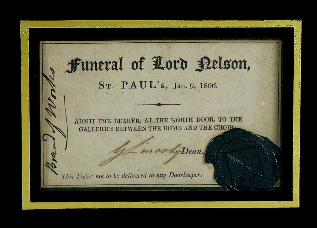 Lord Nelson Funeral Ticket, 1806