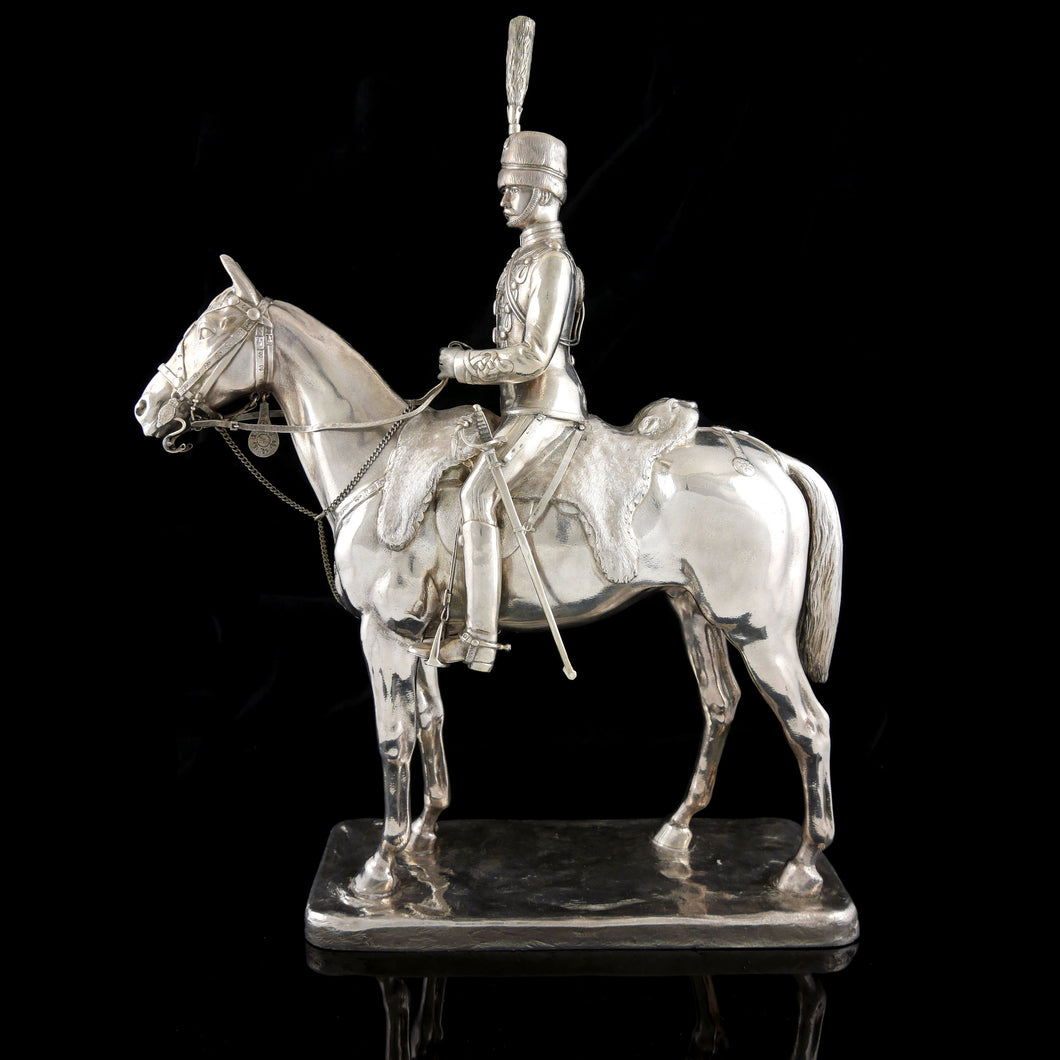The 10th Royal Hussars - A George V Silver Figure by Sebastian Garrard, 1917