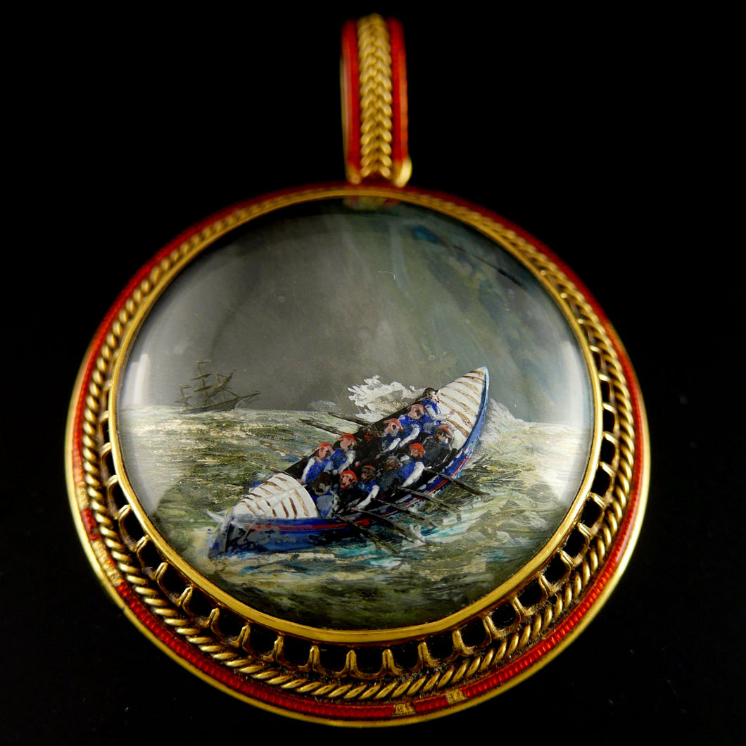 Royal National Lifeboat Institution - A Presentation Reverse Crystal Intaglio, 1882