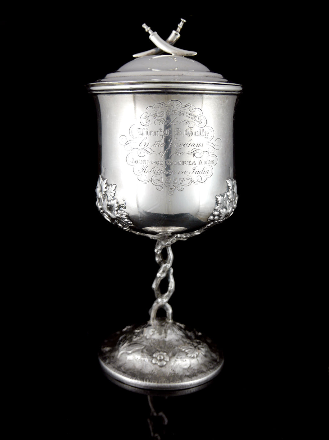An Indian Mutiny Gurkha Presentation Cup and Cover, 1857