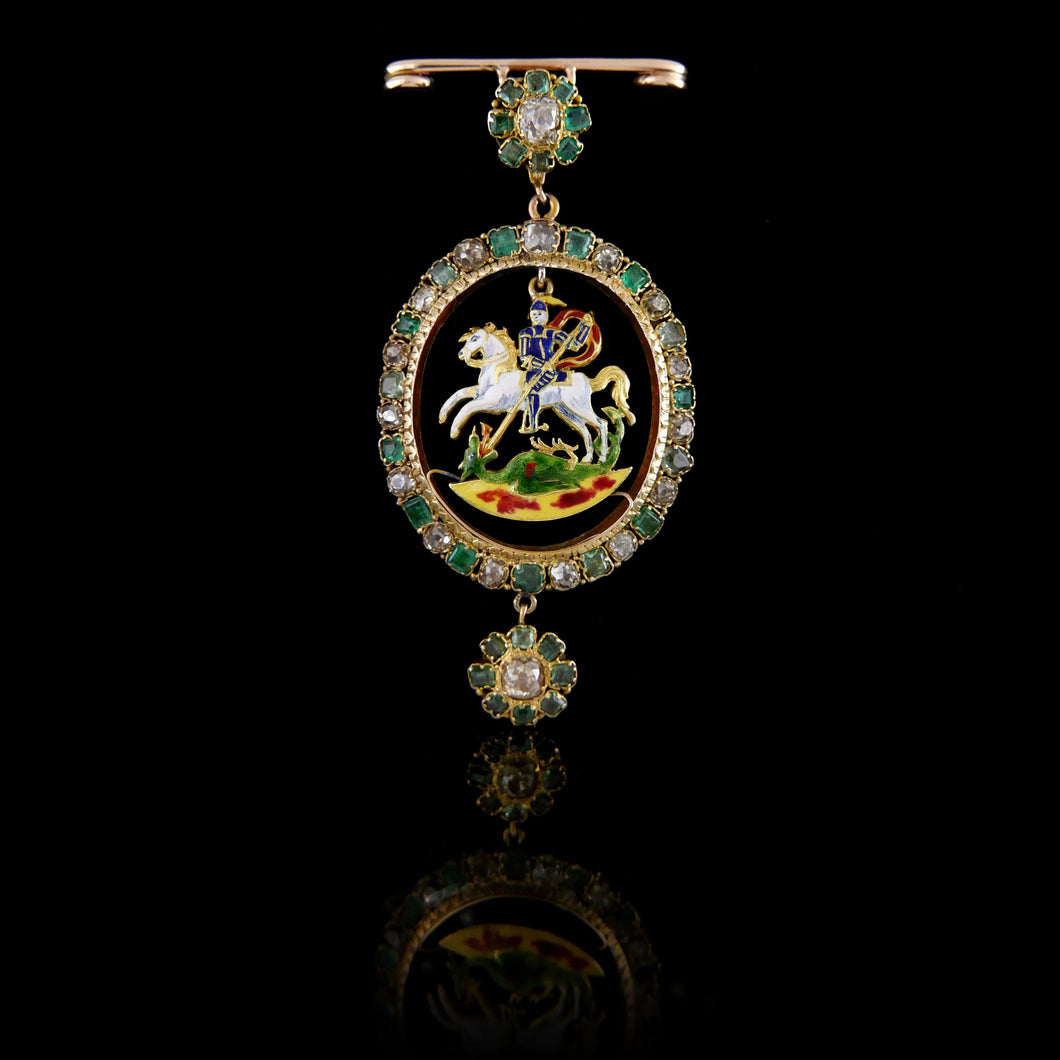 St. George and the Dragon Pendant Brooch