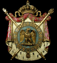 Load image into Gallery viewer, A 19th Century Polychrome and Gilt Wood Napoleonic Coat of Arms, Second Empire (1852-70)
