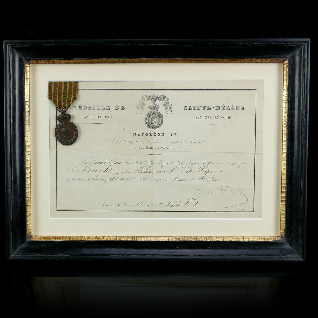 A Napoleonic Fusilier’s St Helena Medal and Award Document, 1857