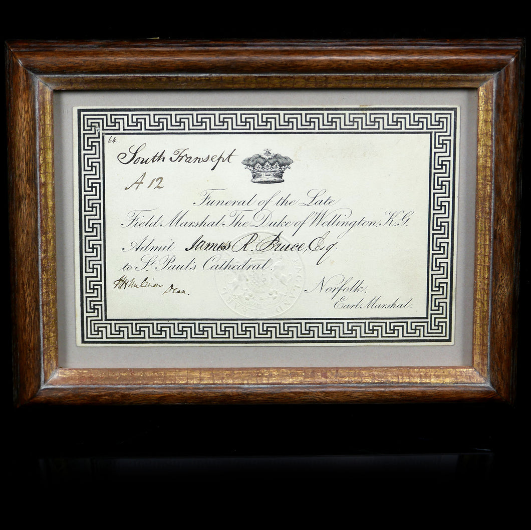 Admission Ticket To The Funeral of the 1st Duke of Wellington, 1852