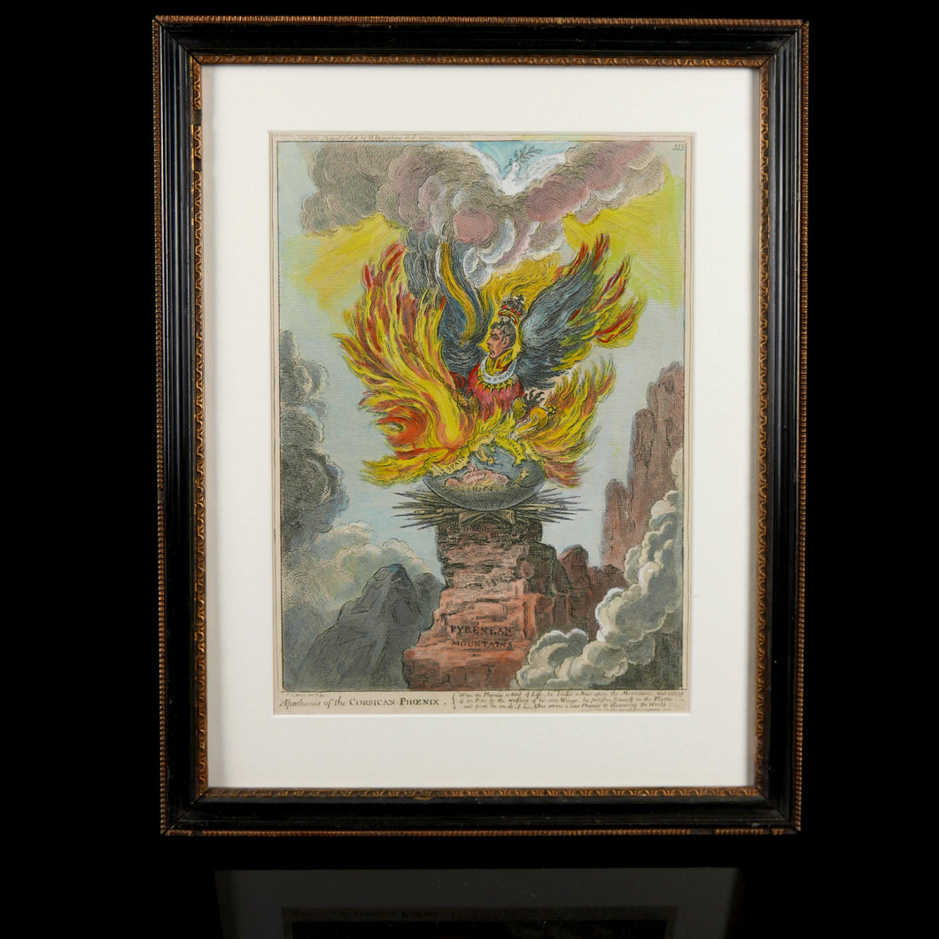 Engraving Napoléon Bonaparte - ‘Apotheosis of the Corsican-Phoenix’