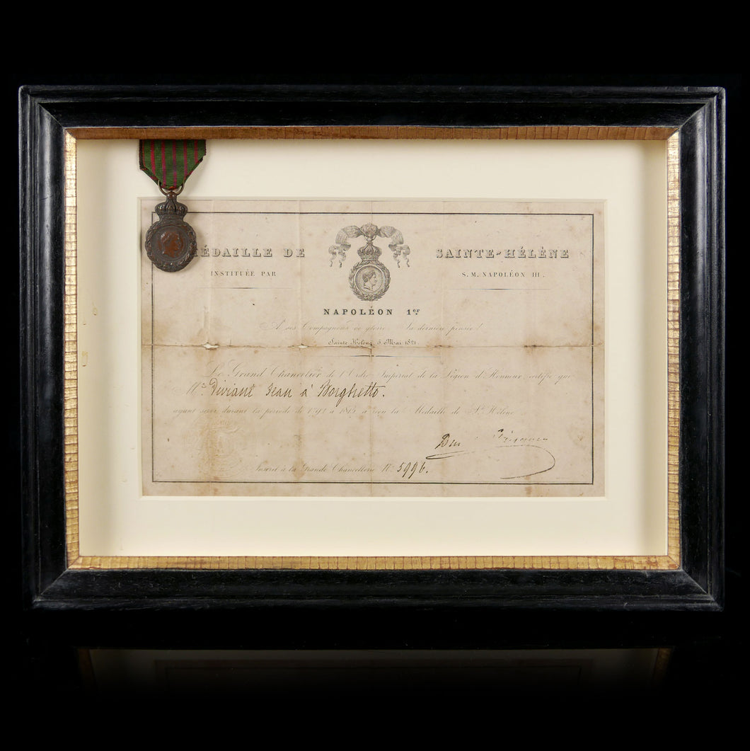 St Helena Medal and Award Document, 1857