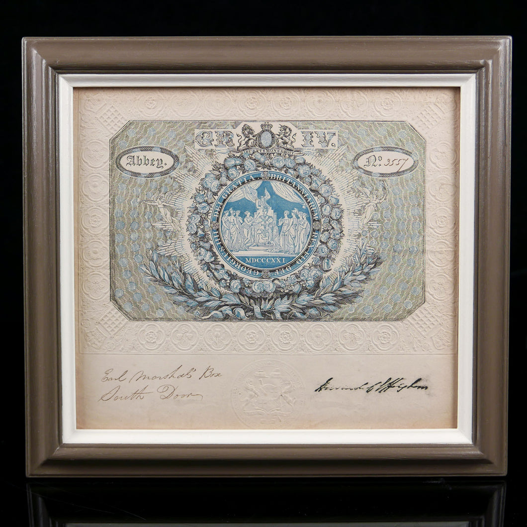 Coronation of George IV - Westminster Abbey Admission Ticket, 1821