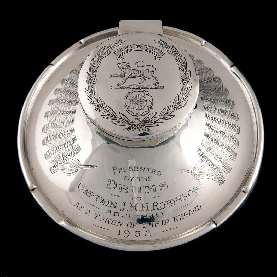 2nd Hampshire Regiment - Corps of Drums Presentation Inkwell, 1938