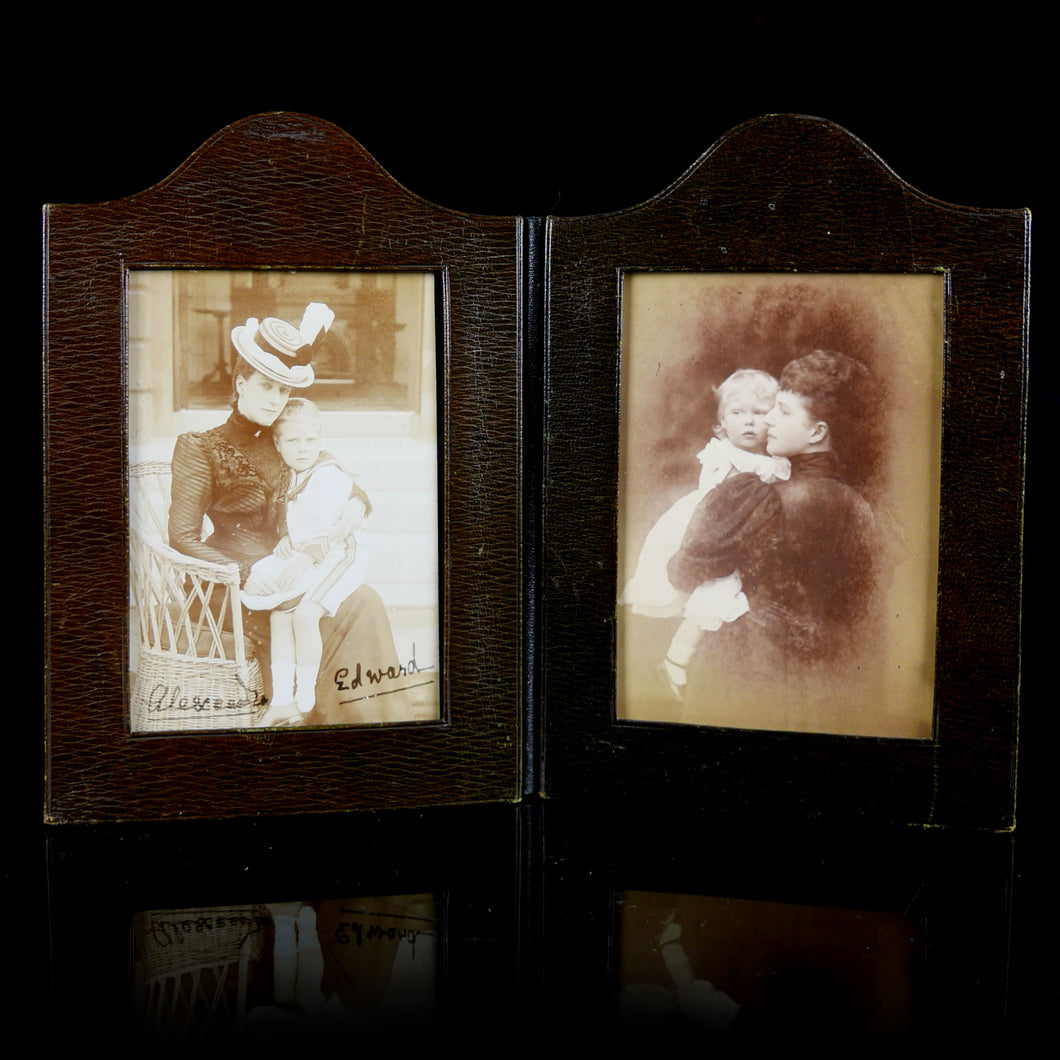 Queen Alexandra and Prince Edward - Signed Double Travel Photograph Portraits, 1901