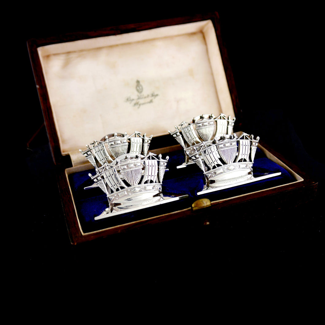 A Set of Four George V Royal Navy Menu Holders, 1926