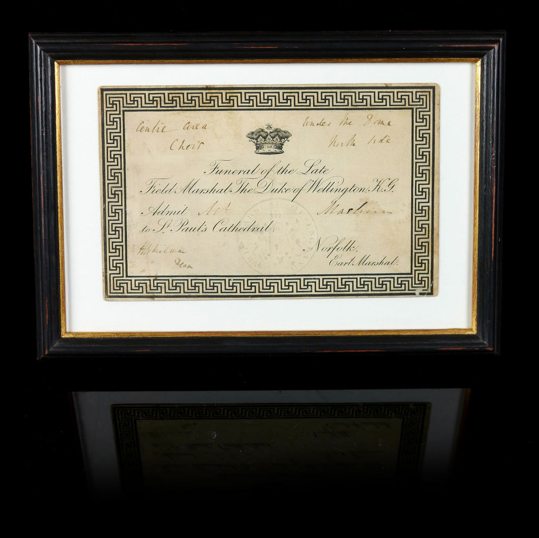 Admission Ticket To The Funeral of the 1st Duke of Wellington, 1852