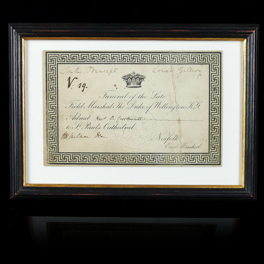 Admission Ticket To The Funeral of the 1st Duke of Wellington, 1852