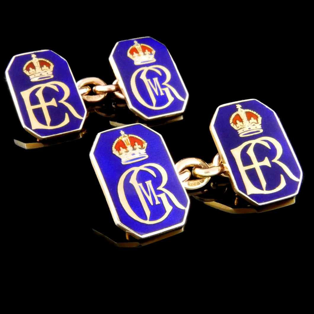King George VI and Queen Elizabeth Royal Presentation Cufflinks, 1936-39