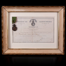 Load image into Gallery viewer, St. Helena Medal and Document Framed
