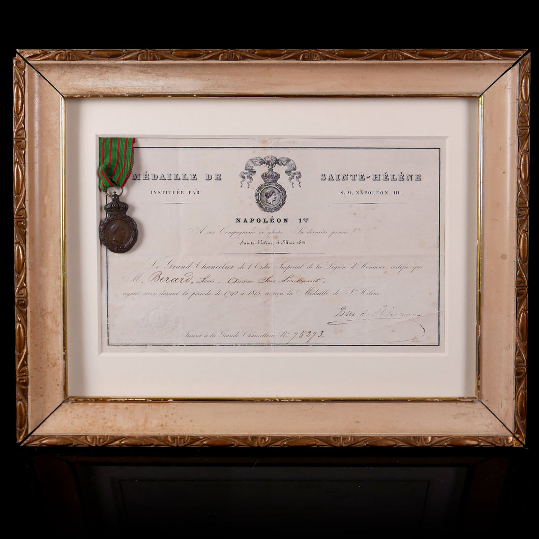 St. Helena Medal and Document Framed