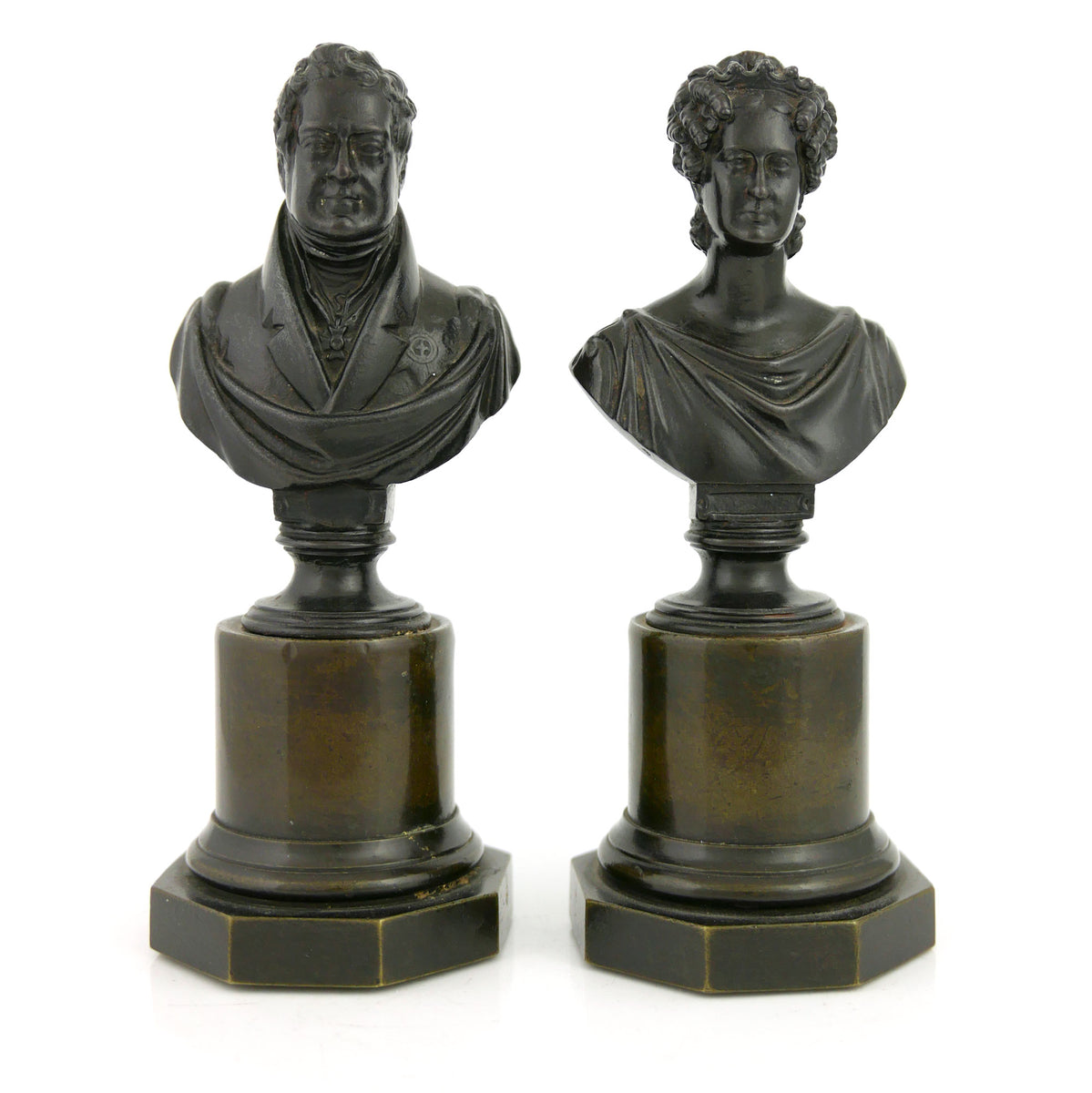 A Pair of Miniature Busts of King William IV and Queen Adelaide, 1830 ...