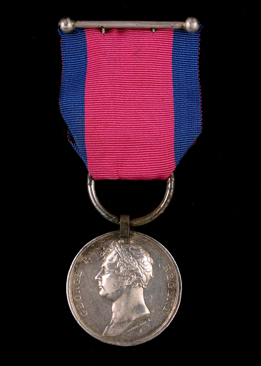 Waterloo Medal, 1815 (Ensign Charles Smith, 33rd Regiment of Foot) fitted with steel clip and ring suspension