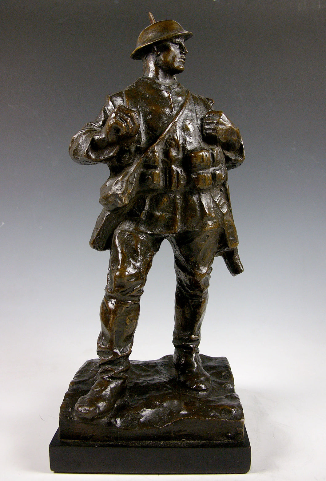 Early 20th Century Bronze Model of a British Infantryman of the Great War on integral naturalistic base, by William McMillan, C.V.O., R.A. (1887-1977), signed and circa 1925