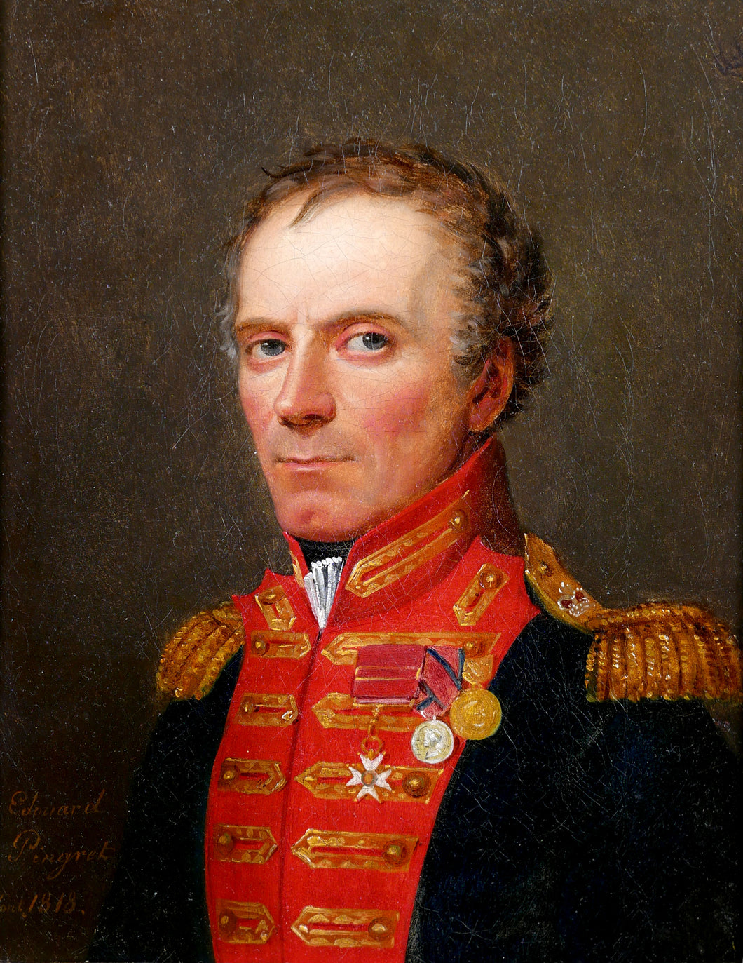 Édouard-Henri-Théophile Pingret - Portrait of Colonel Adye, signed and dated August 1818
