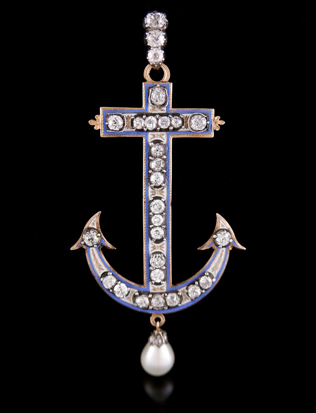 A George III Diamond Set Anchor Pendant, 1795