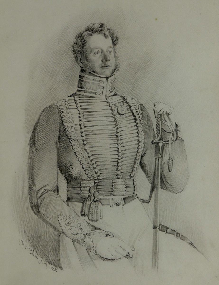 Royal Horse Artillery - Portrait of a Waterloo Officer by Daniel Maclise, R.A., 1826