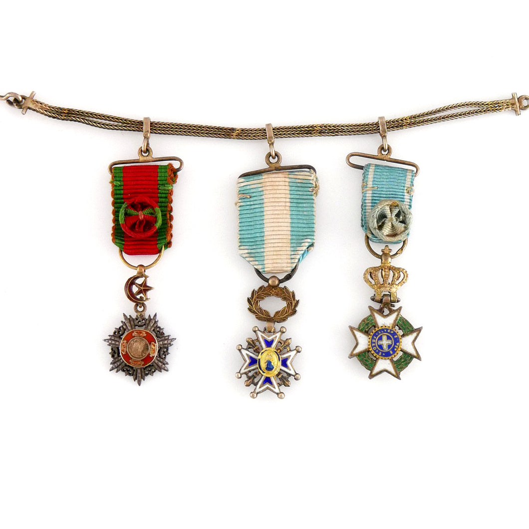 Group of Three Chain Mounted Miniature Orders, 1900