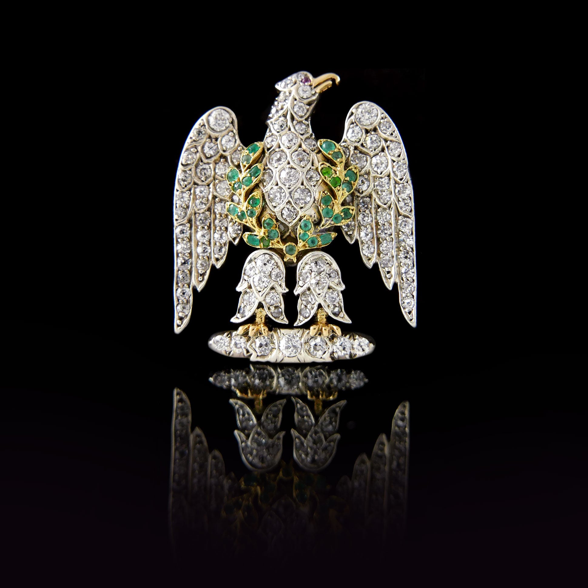Stainless Steel Eagle Wing Bird Brooch Pin - Animal Charm Badge With Enamel & Gem, 2.5x2.3cm