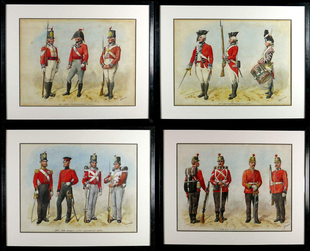 Royal West Kent Regiment, 50th of Foot - A Set of Four Watercolours, circa 1910