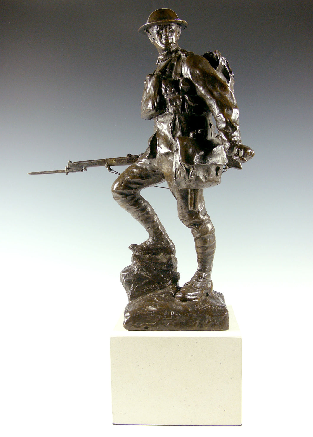 A Bronze Model of a British Infantryman by Albert Toft, Signed and dated 1920